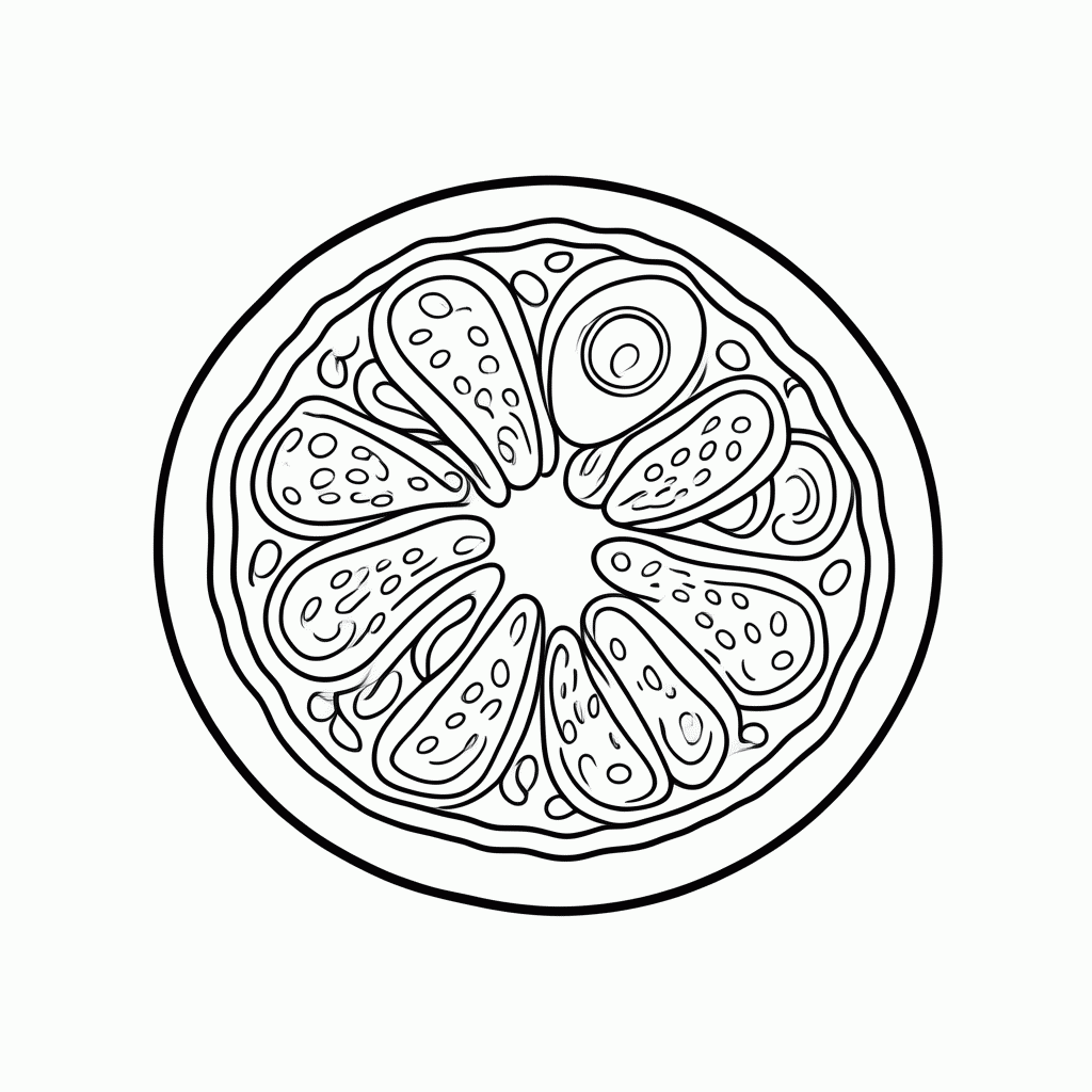 Desenho de Pizza Portuguesa para colorir e imprimir grátis em folha A4