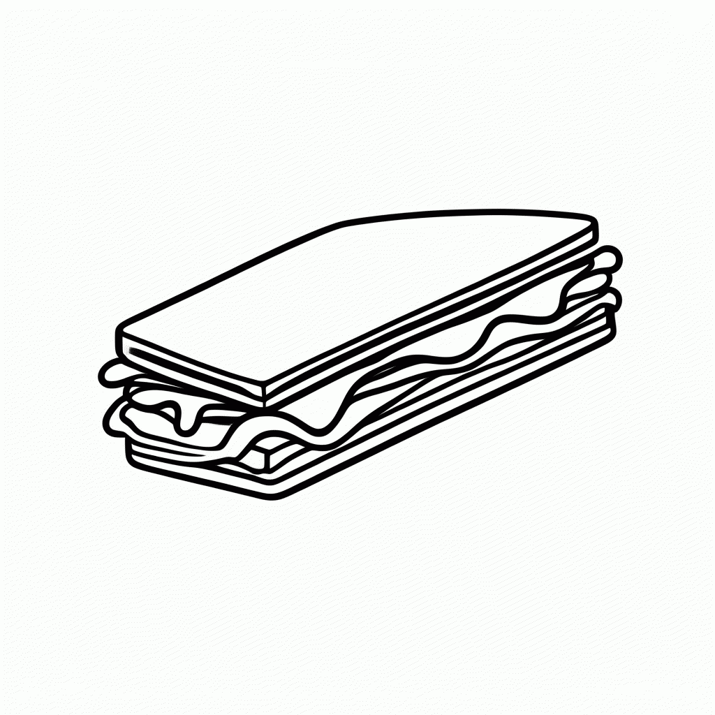 Desenho de Sanduiche Grelhado para colorir e imprimir grátis em folha A4