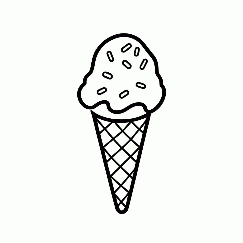 Desenho de Sorvete Cone Com Cobertura para colorir e imprimir grátis em folha A4