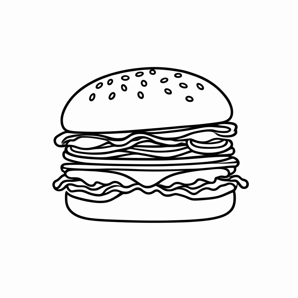 Desenho de X Burger para colorir e imprimir grátis em folha A4