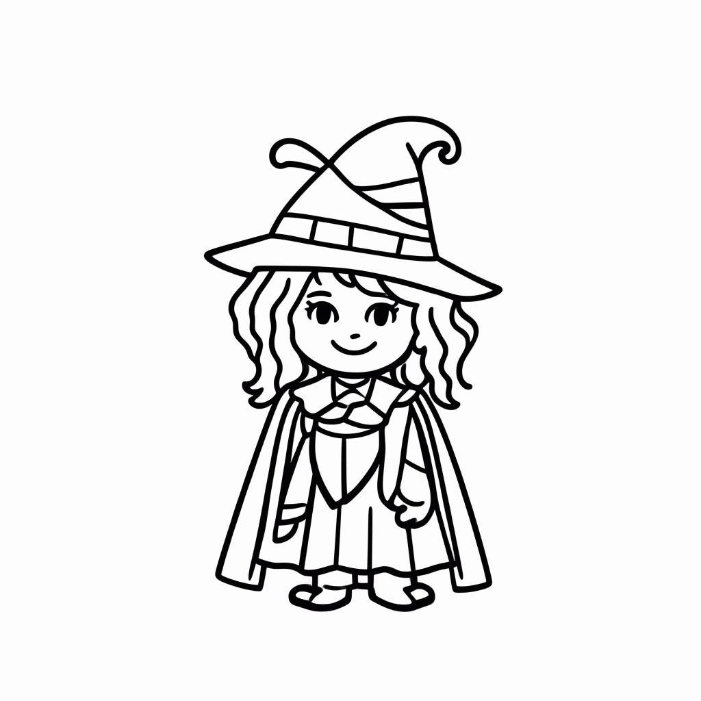 Desenho de Bruxa Casa Doce Floresta para colorir e imprimir grátis em folha A4