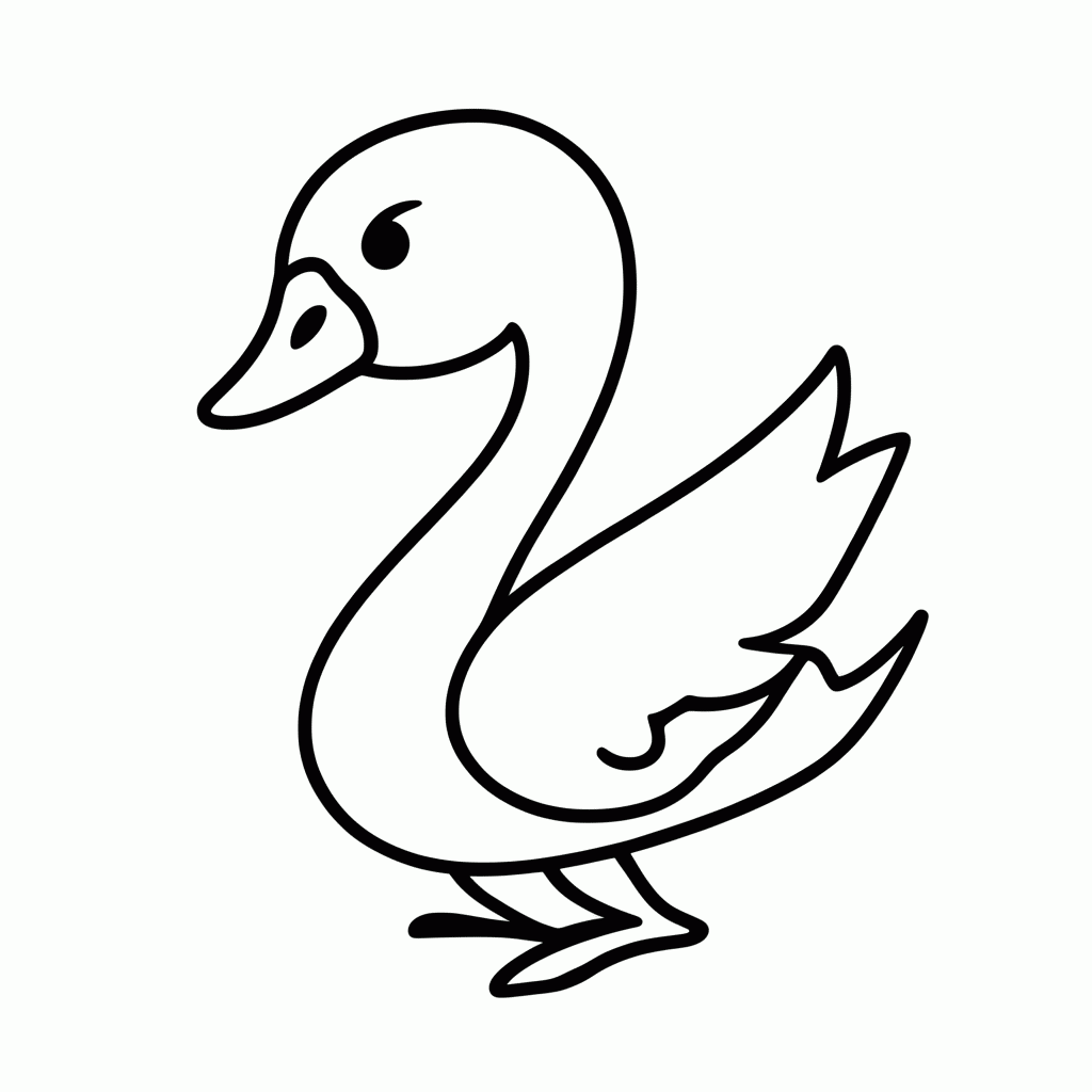 Desenho de Patinho Feio Cisne para colorir e imprimir grátis em folha A4