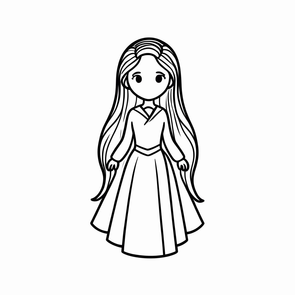 Desenho de Rapunzel Cabelo Longo para colorir e imprimir grátis em folha A4