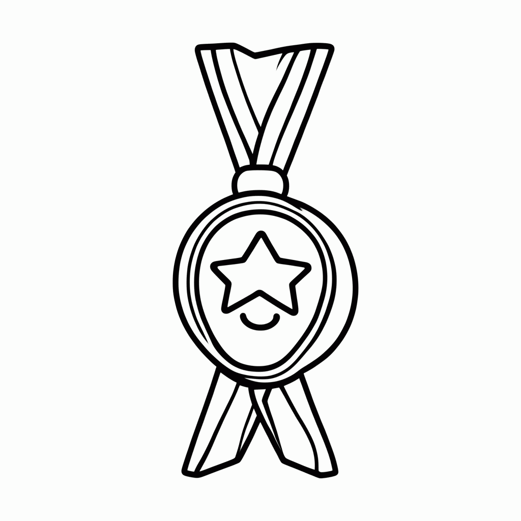 Desenho de Medalha com Estrela para colorir e imprimir grátis em folha A4