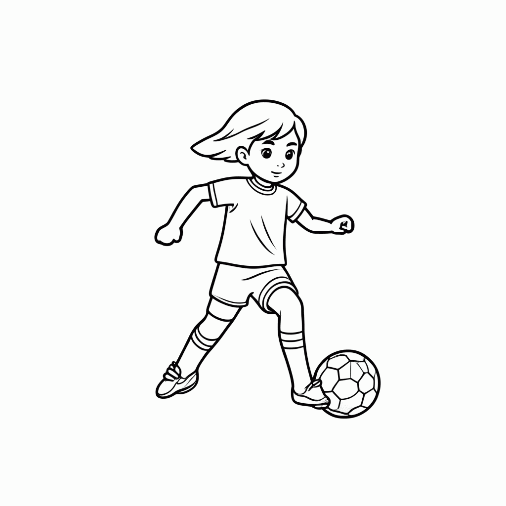 Desenho de Jogadora Chutando para colorir e imprimir grátis em folha A4