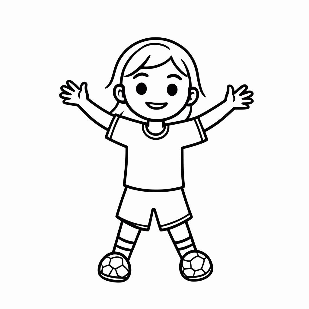 Desenho de Jogadora Comemorando o Gol para colorir e imprimir grátis em folha A4