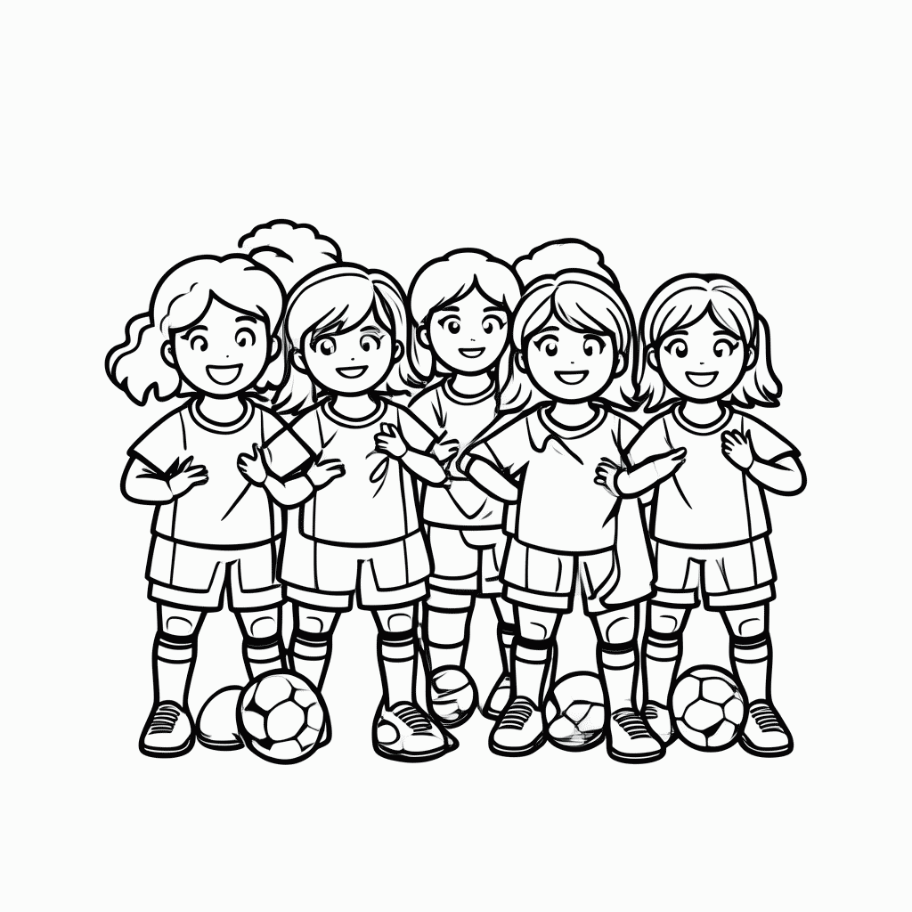 Desenho de Seleção Feminina do Brasil para colorir e imprimir grátis em folha A4