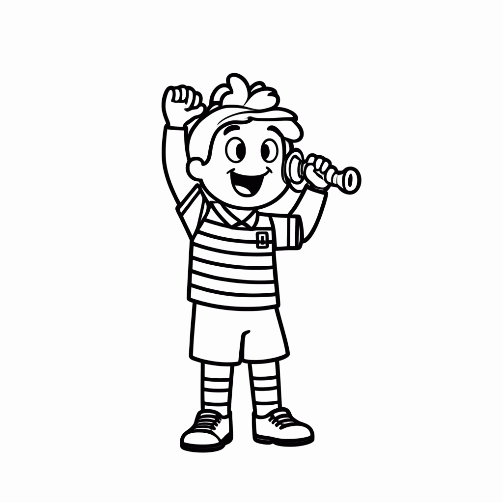 Desenho de Árbitro com Apito para colorir e imprimir grátis em folha A4