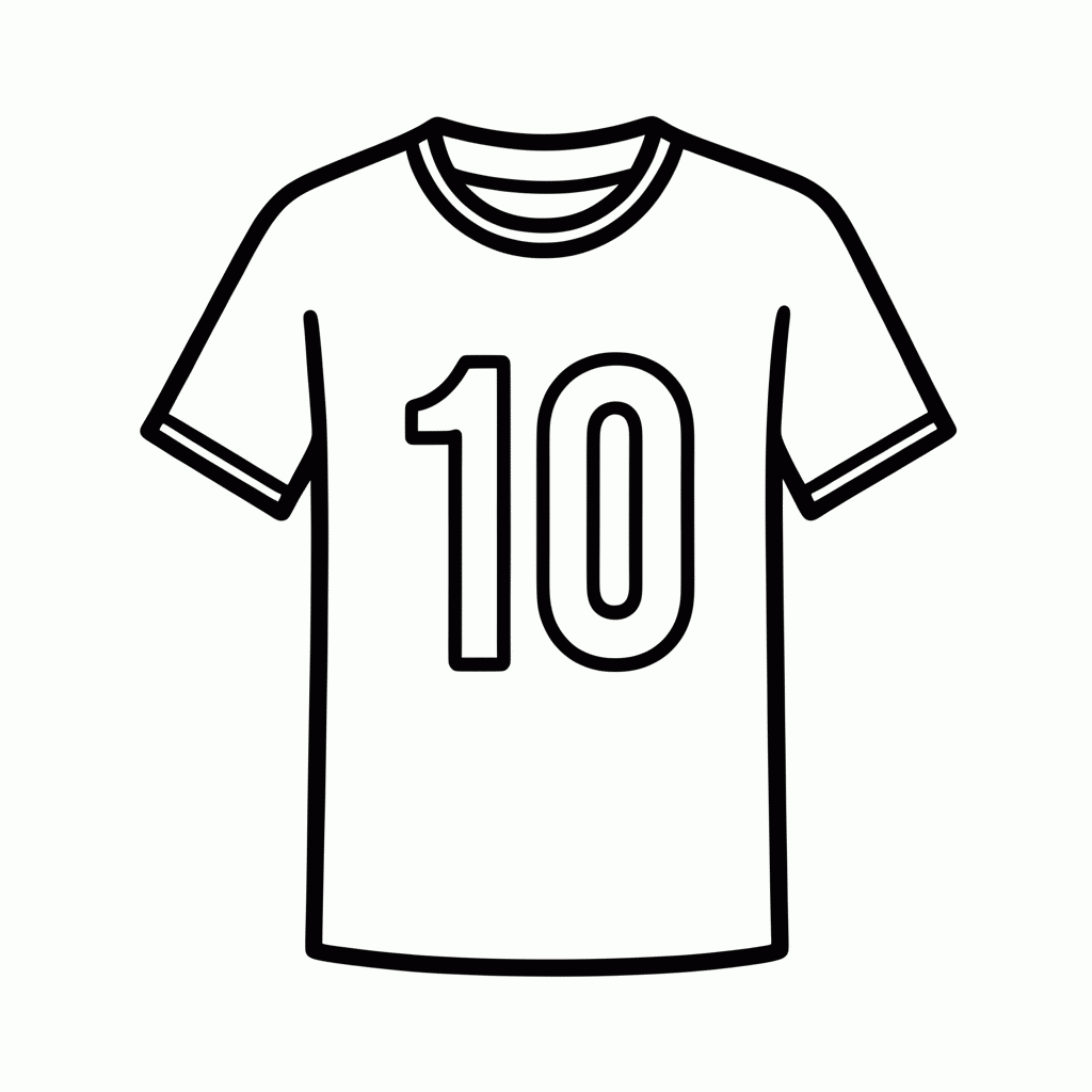 Desenho de Camisa Número 10 para colorir e imprimir grátis em folha A4