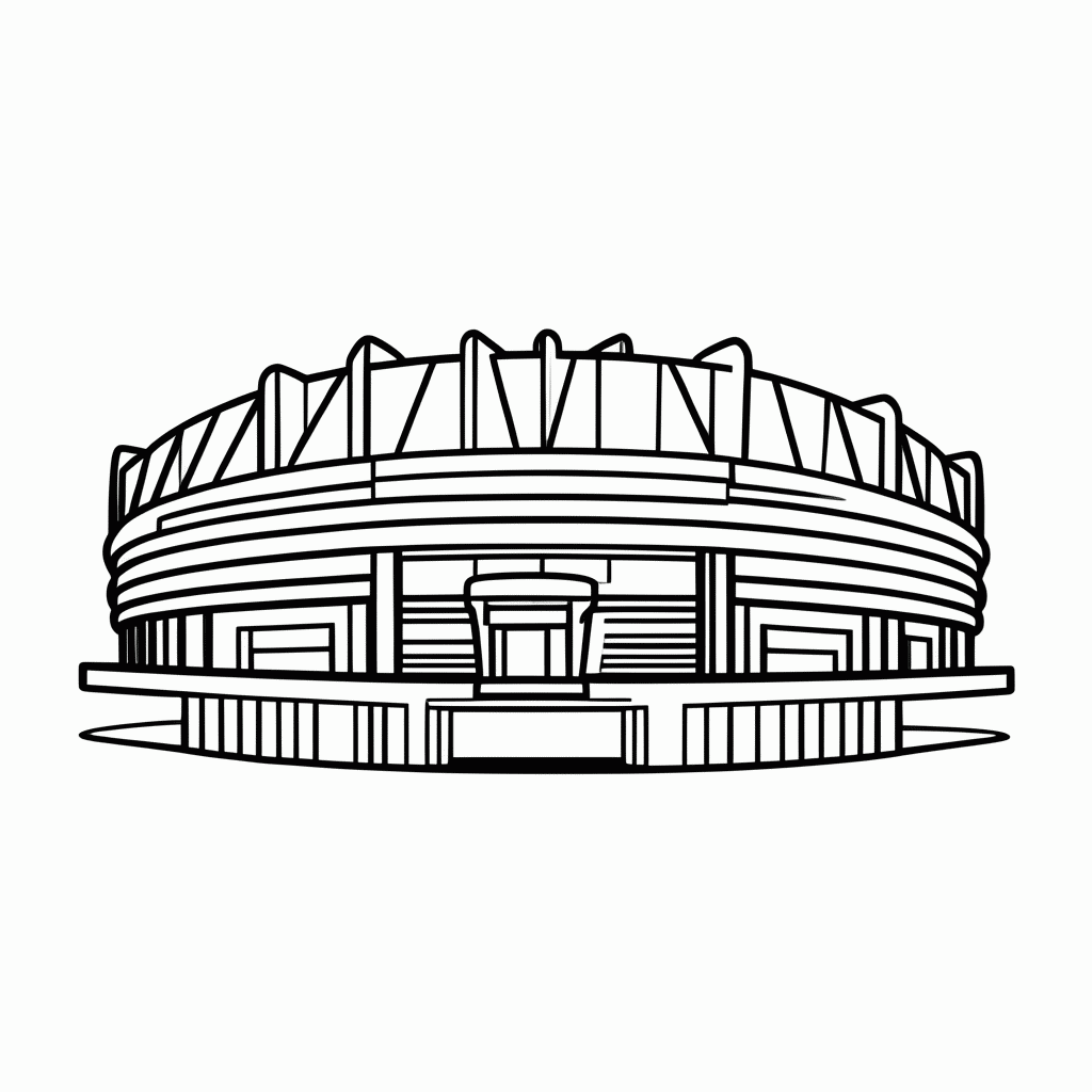 Desenho de Estádio Azteca (Cidade do México) para colorir e imprimir grátis em folha A4