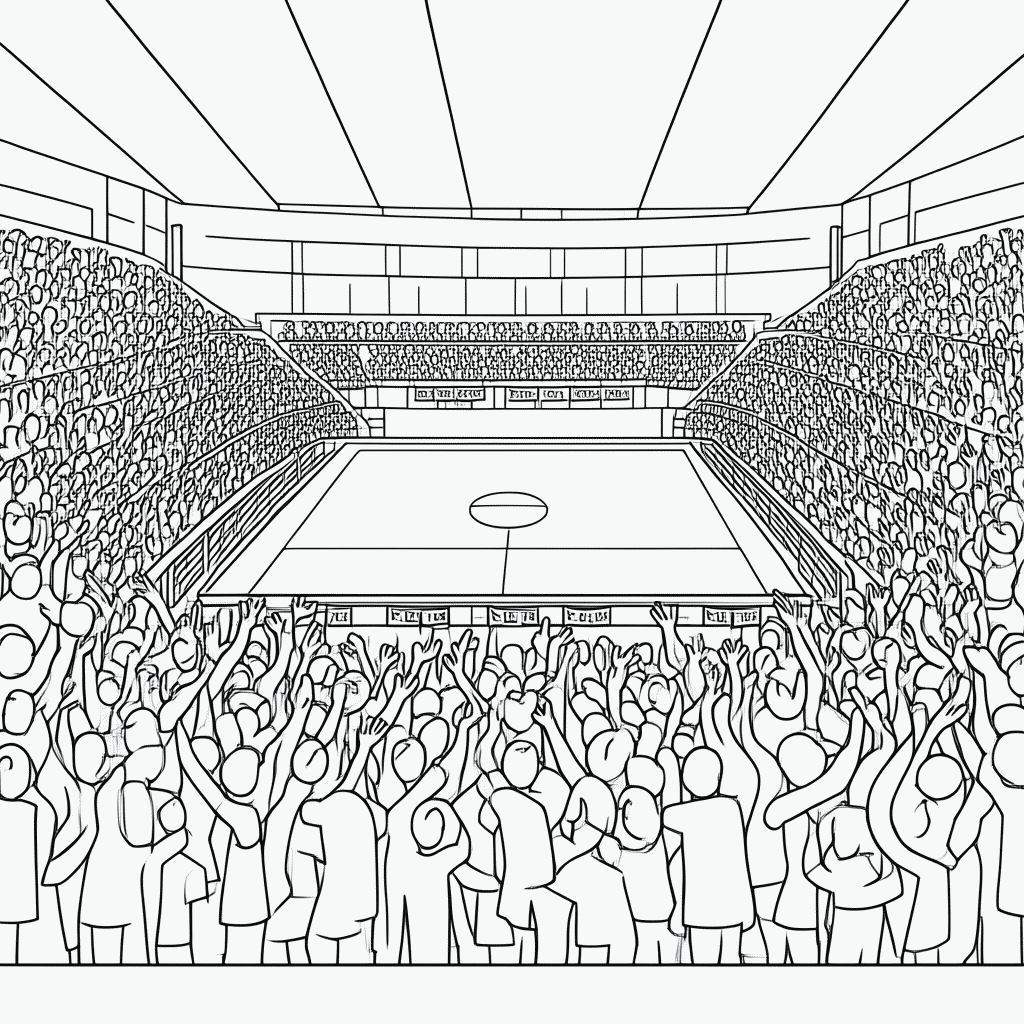 Desenho de Estádio Lotado de Torcida para colorir e imprimir grátis em folha A4