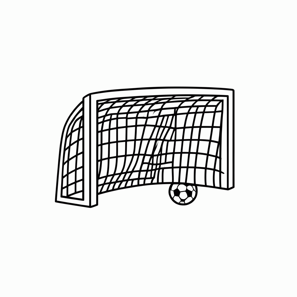 Desenho de Gol com a Rede para colorir e imprimir grátis em folha A4