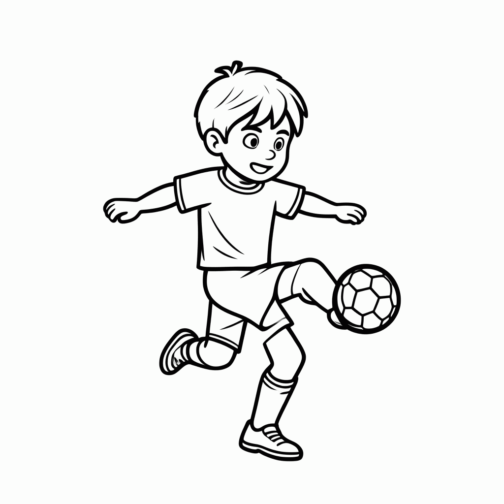 Desenho de Jogador Chutando a Bola para colorir e imprimir grátis em folha A4