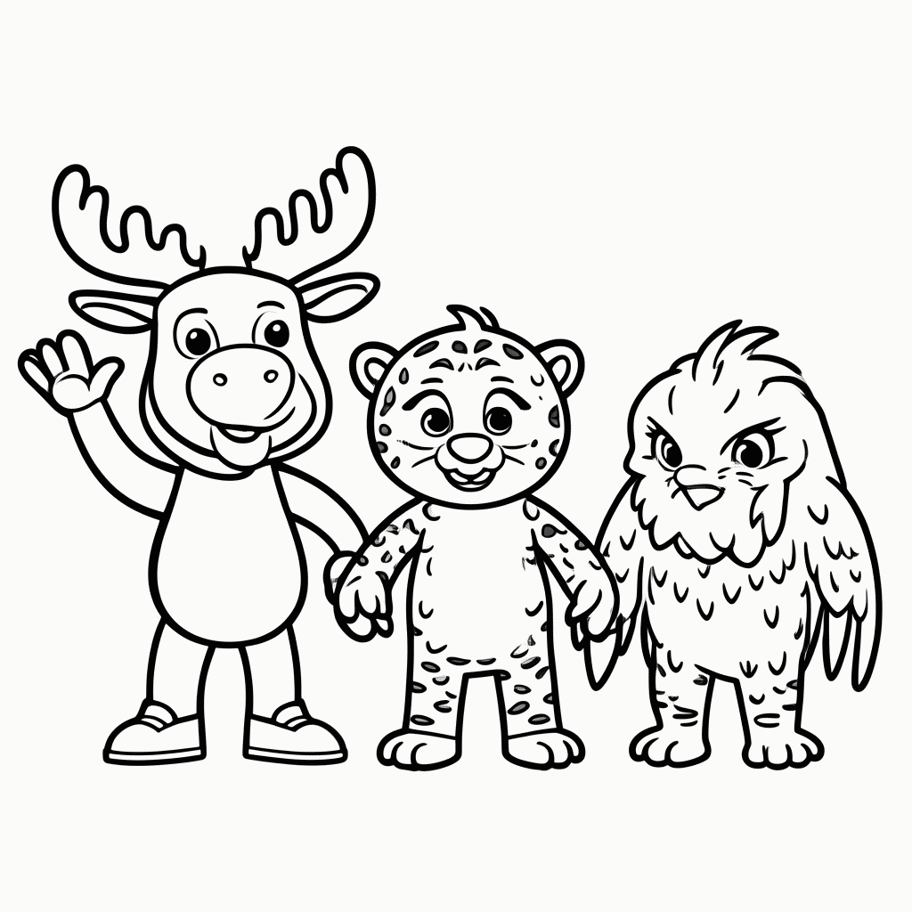 Desenho de Mascotes da Copa Juntos para colorir e imprimir grátis em folha A4