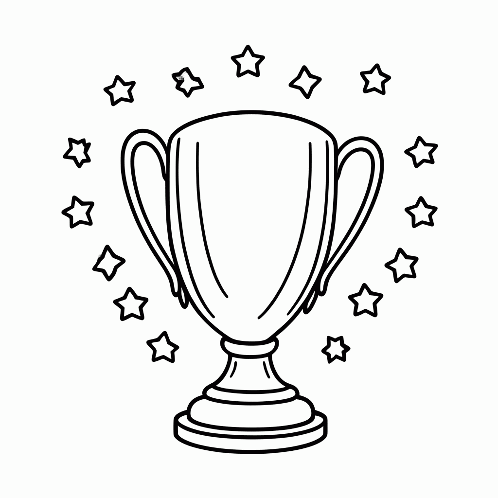 Desenho de Comemoração com a Taça para colorir e imprimir grátis em folha A4