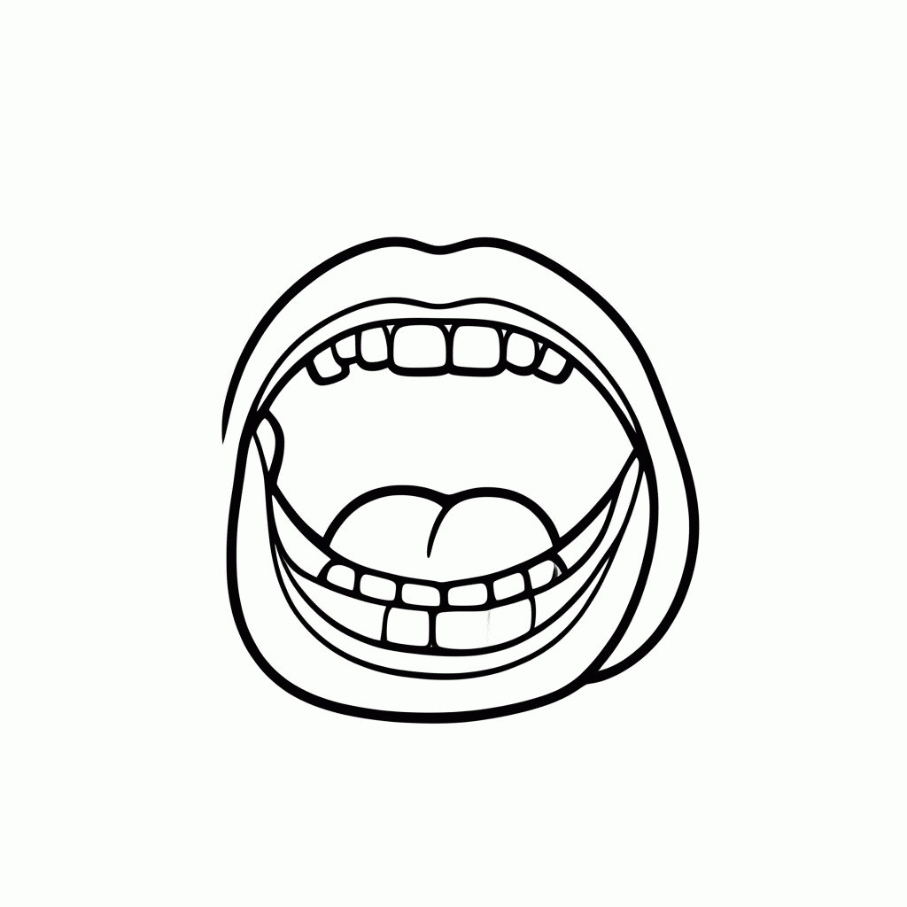 Desenho de Boca Dentes para colorir e imprimir grátis em folha A4