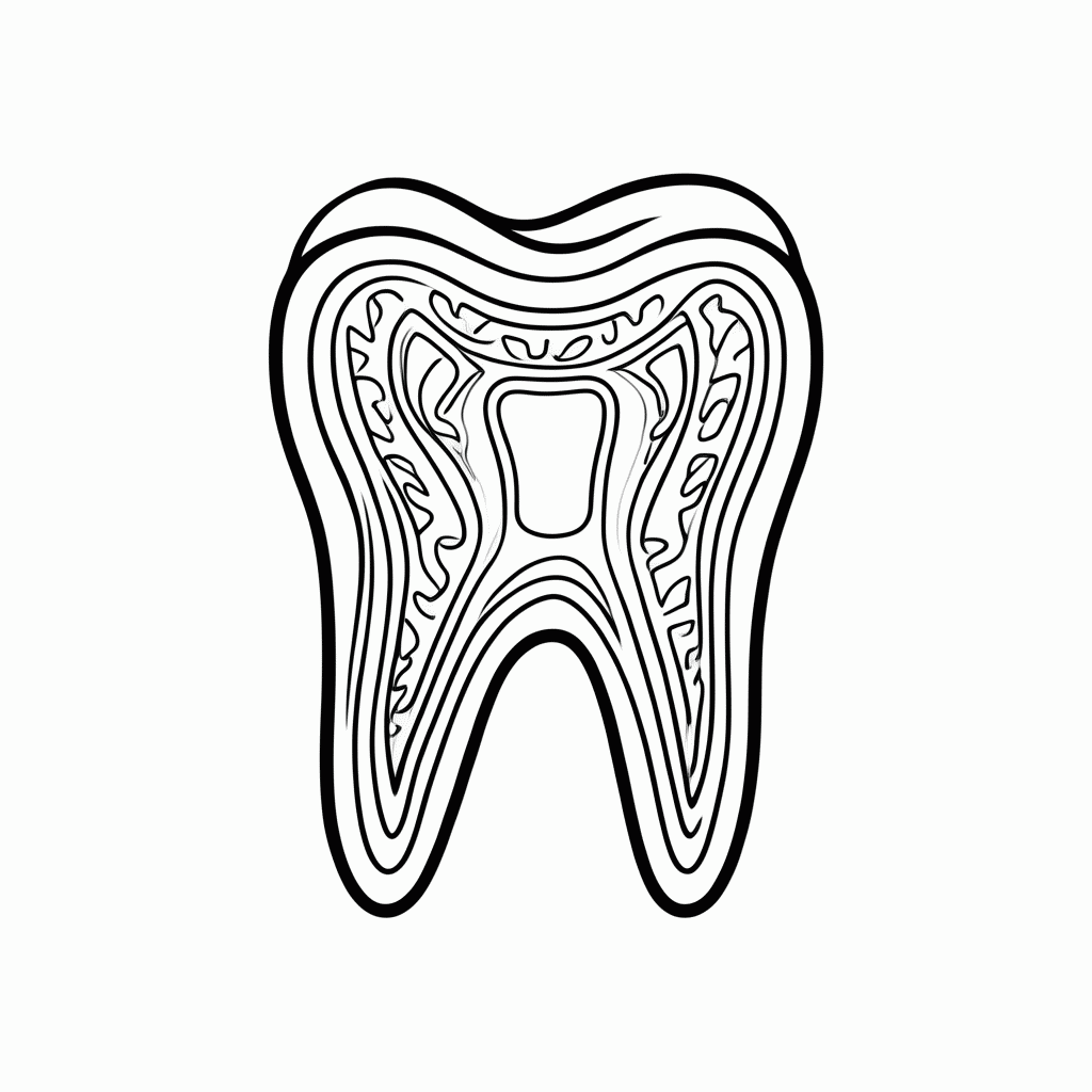 Desenho de Dente Dentina para colorir e imprimir grátis em folha A4