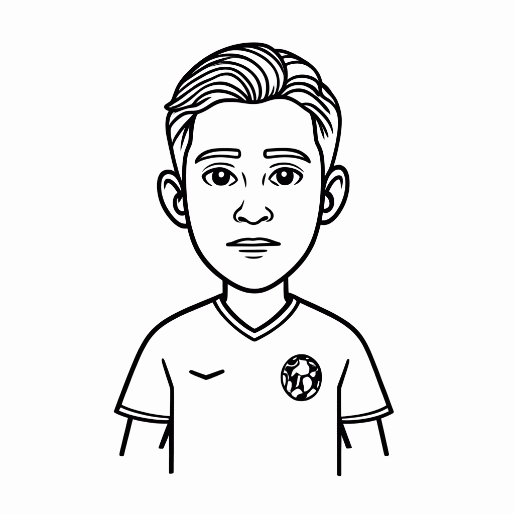 Desenho de Jamal Musiala (Alemanha) para colorir e imprimir grátis em folha A4