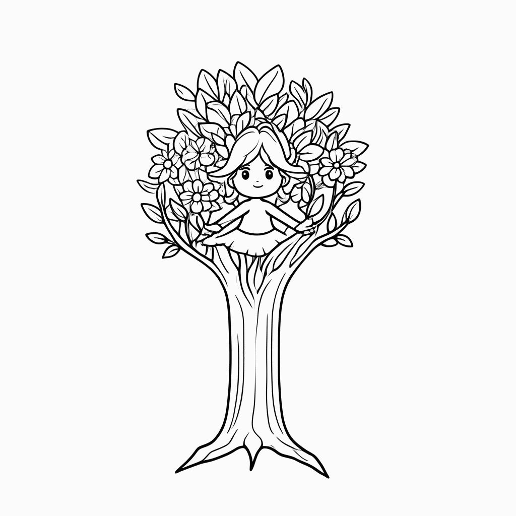 Desenho de Ninfa da Floresta para colorir e imprimir grátis em folha A4