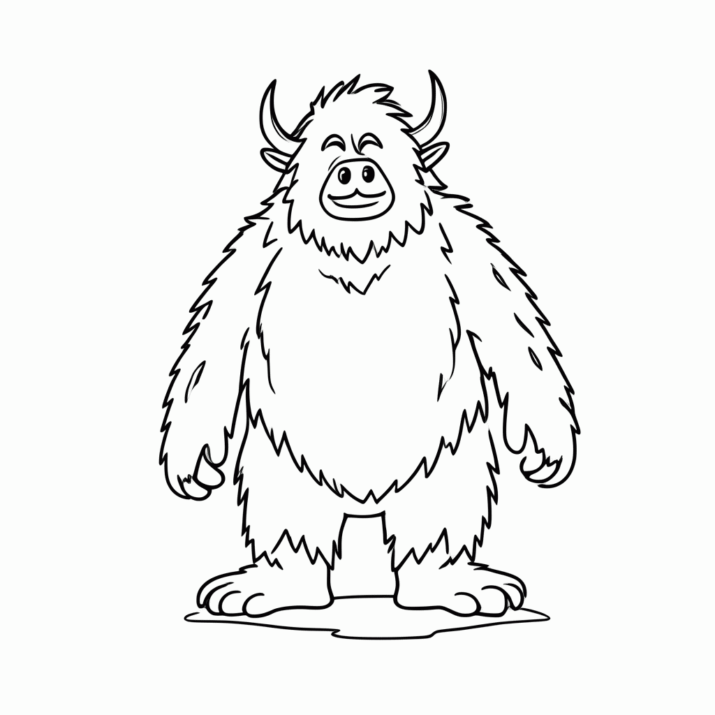Desenho de Yeti para colorir e imprimir grátis em folha A4