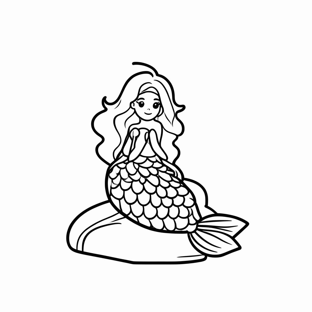 Desenho de Sereia para colorir e imprimir grátis em folha A4