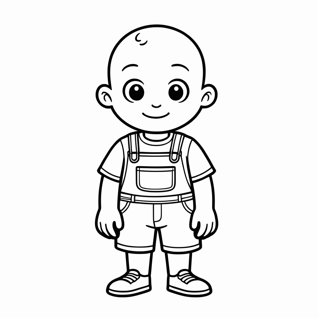 Desenho de Caillou para colorir e imprimir grátis em folha A4