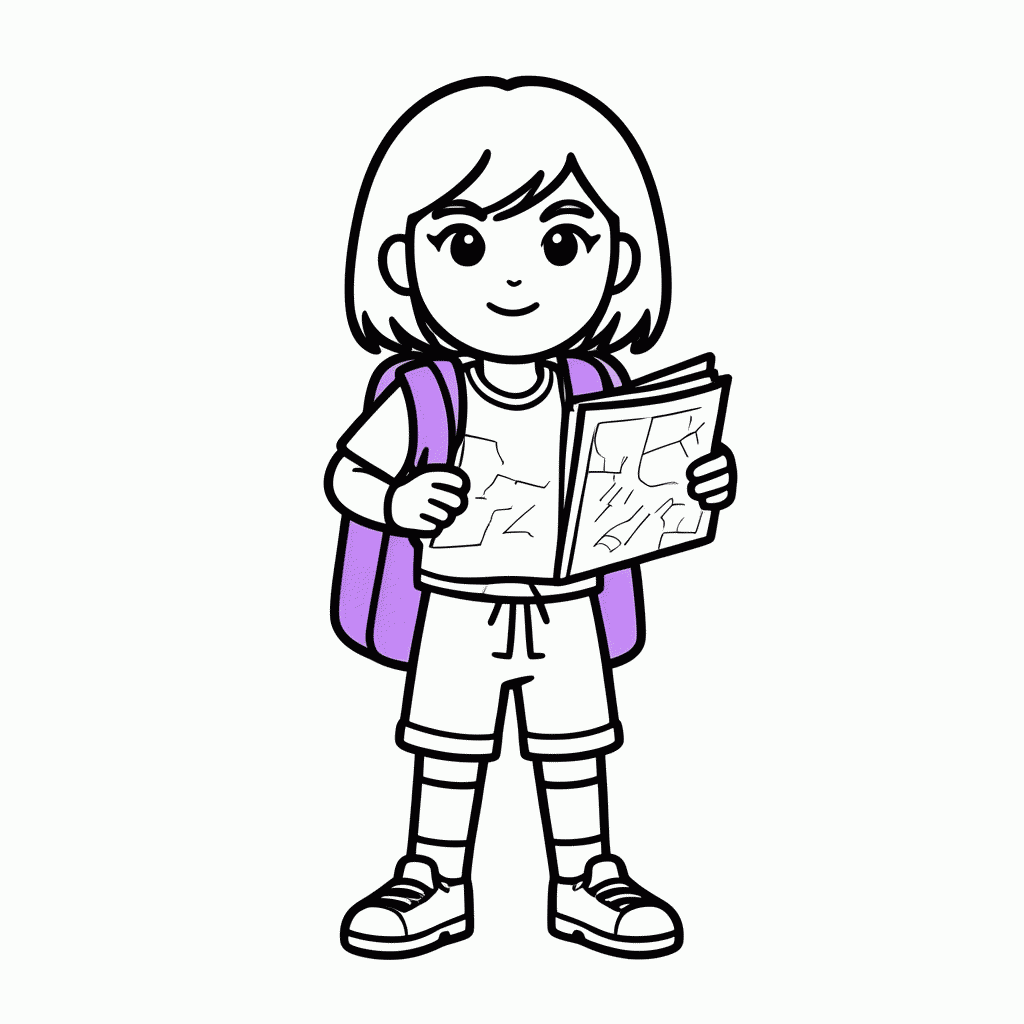Desenho de Dora Aventureira para colorir e imprimir grátis em folha A4