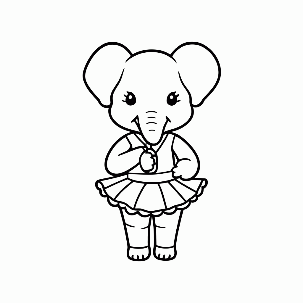 Desenho de Elly Elefante Pocoyo para colorir e imprimir grátis em folha A4