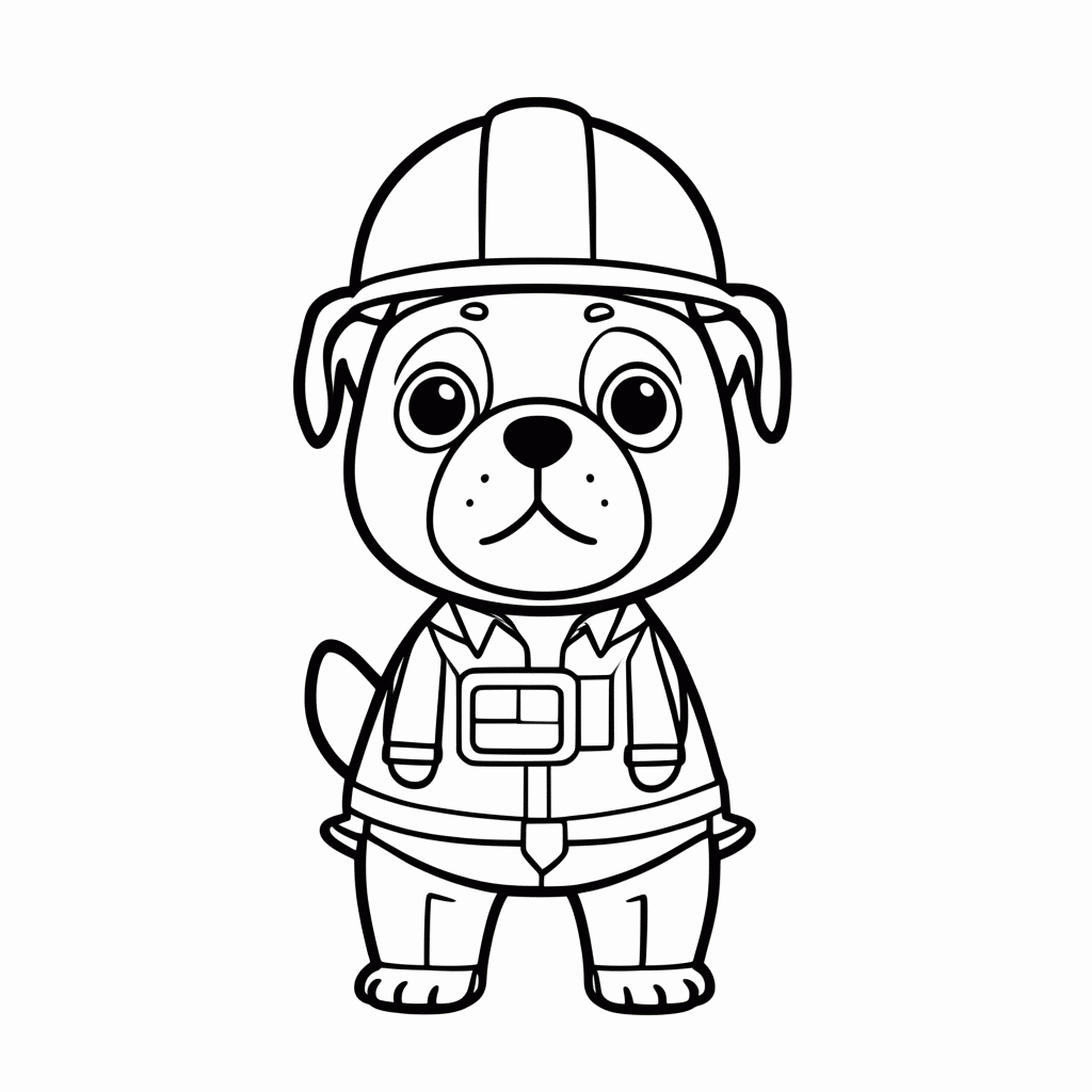 Desenho de Patrulha Canina Rubble para colorir e imprimir grátis em folha A4