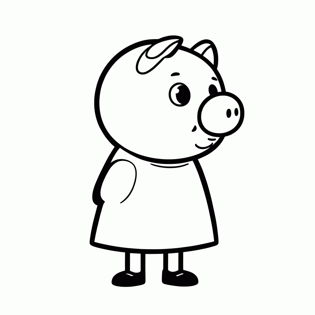 Desenho de Peppa Pig para colorir e imprimir grátis em folha A4