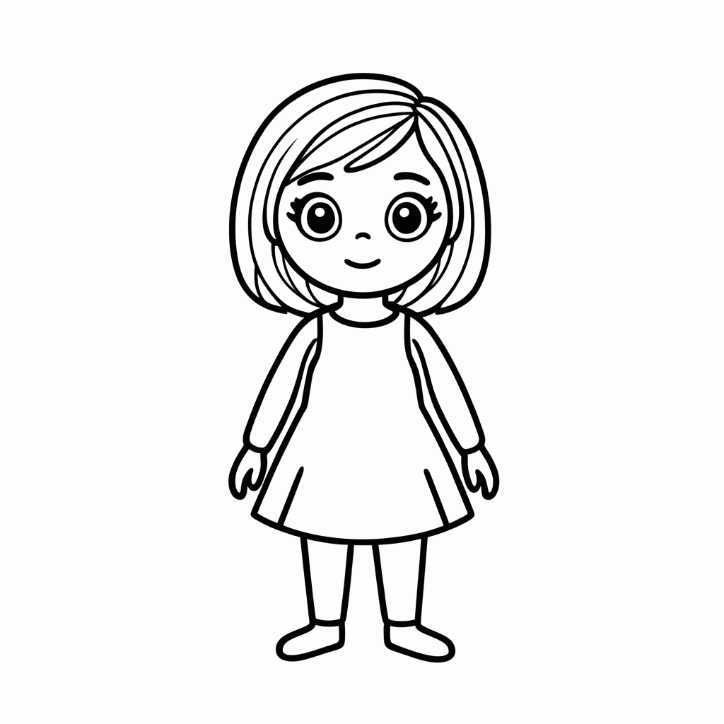 Desenho de Boneca Classica para colorir e imprimir grátis em folha A4