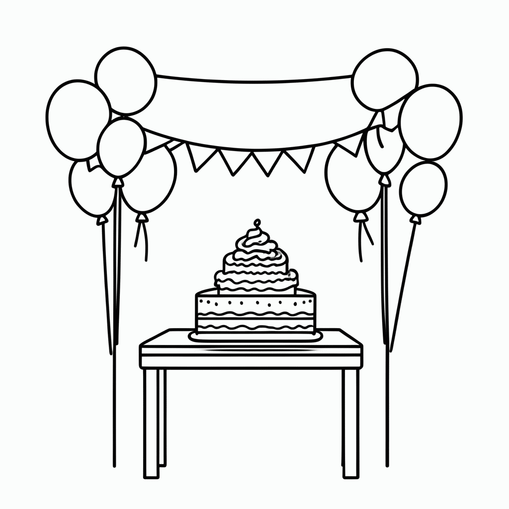 Desenho de Festa Com Balao para colorir e imprimir grátis em folha A4