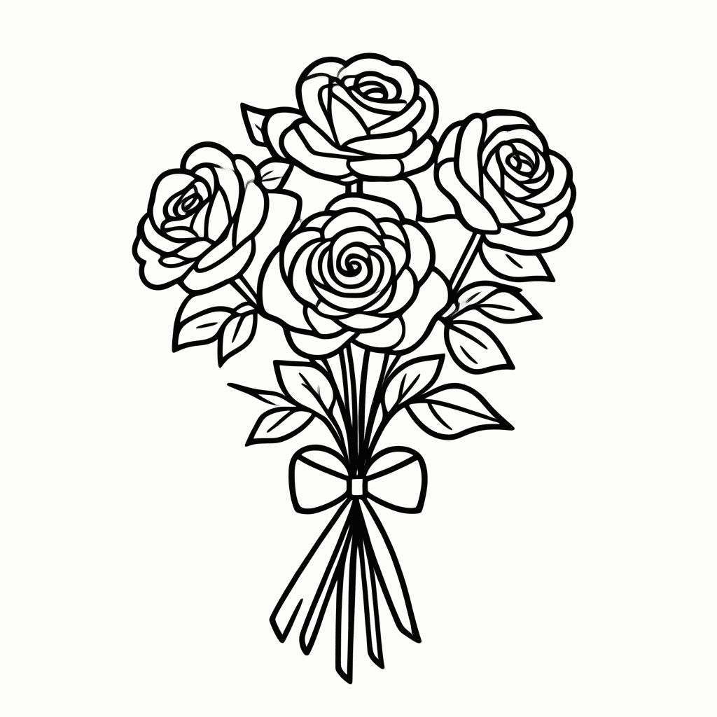Desenho de Buque De Rosas Mae para colorir e imprimir grátis em folha A4
