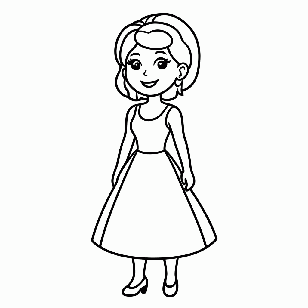 Desenho de Mae Com Vestido para colorir e imprimir grátis em folha A4