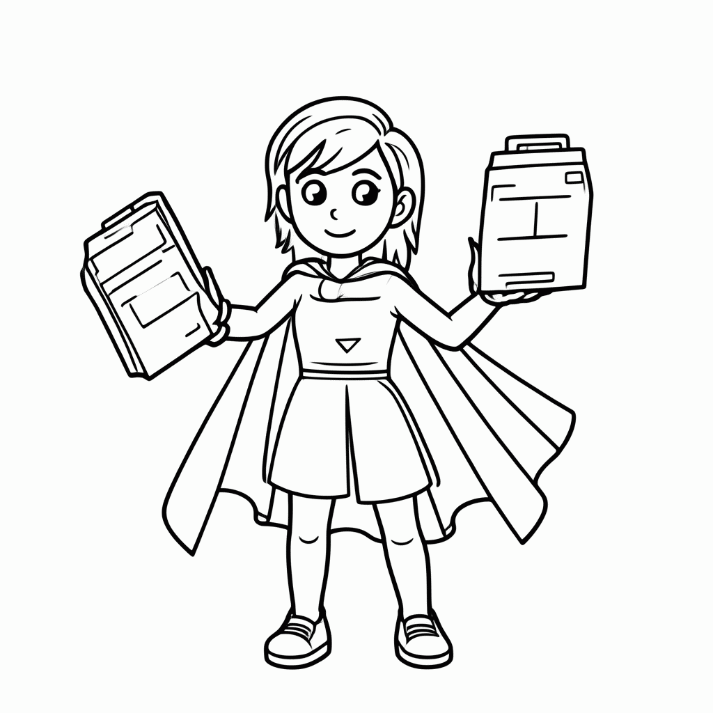 Desenho de Mae Superpoder para colorir e imprimir grátis em folha A4