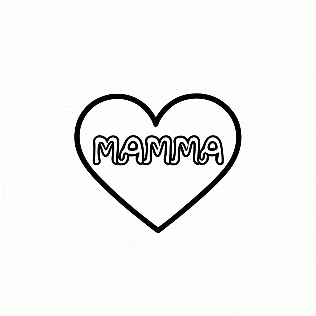 Desenho de Mama Mia Coracao para colorir e imprimir grátis em folha A4