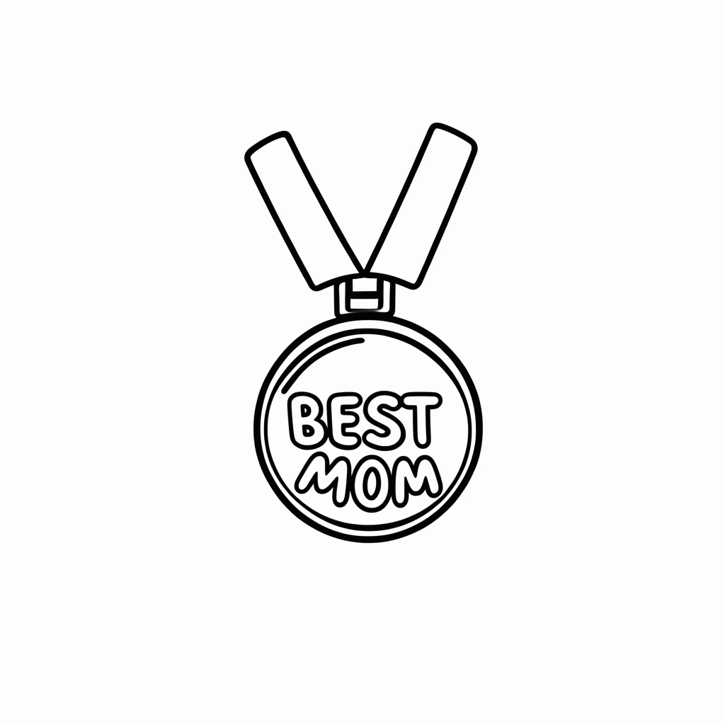 Desenho de Medalha Melhor Mae para colorir e imprimir grátis em folha A4