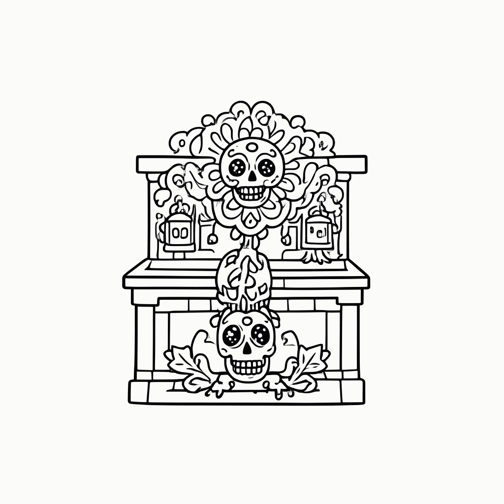 Desenho de Altar De Los Muertos para colorir e imprimir grátis em folha A4
