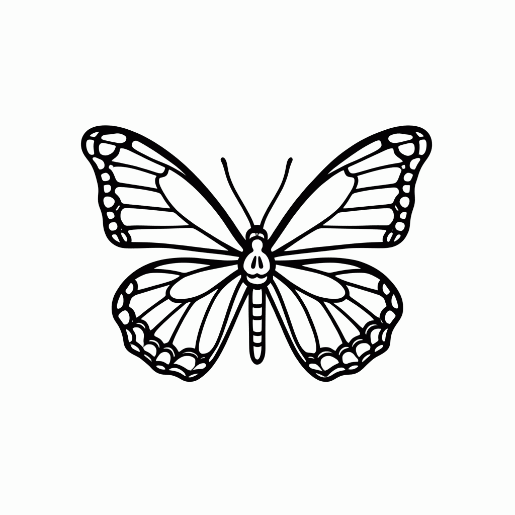 Desenho de Borboleta Monarca Laranja para colorir e imprimir grátis em folha A4