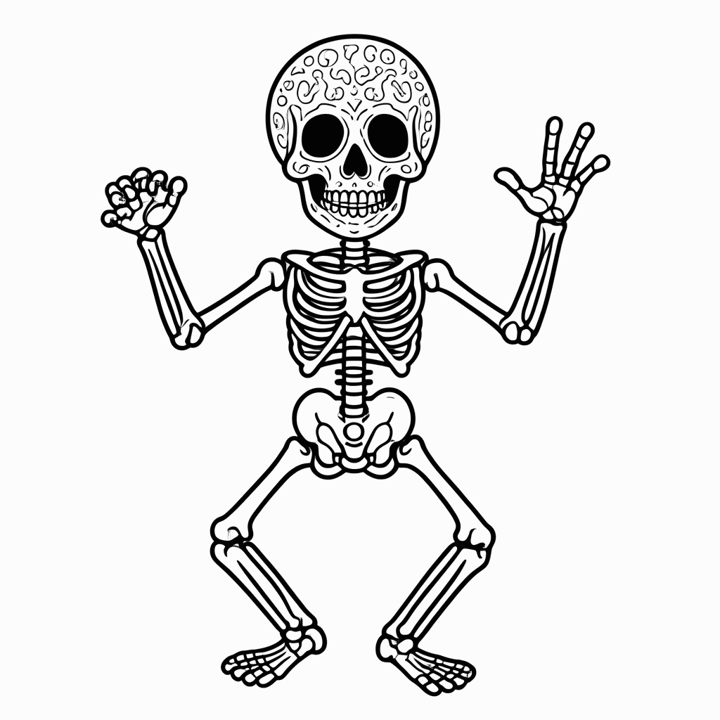 Desenho de Esqueleto Dancando Baile para colorir e imprimir grátis em folha A4