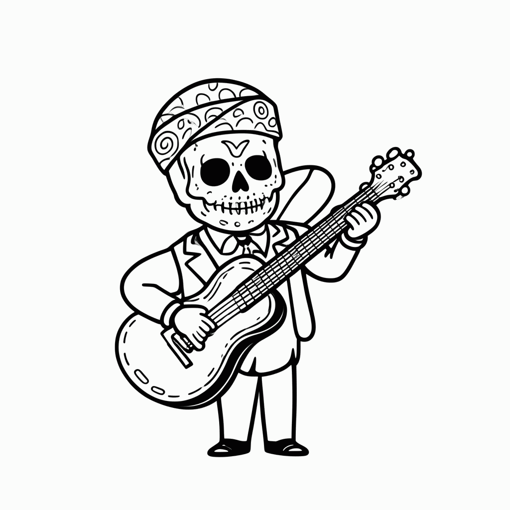 Desenho de Mariachi Com Violao para colorir e imprimir grátis em folha A4