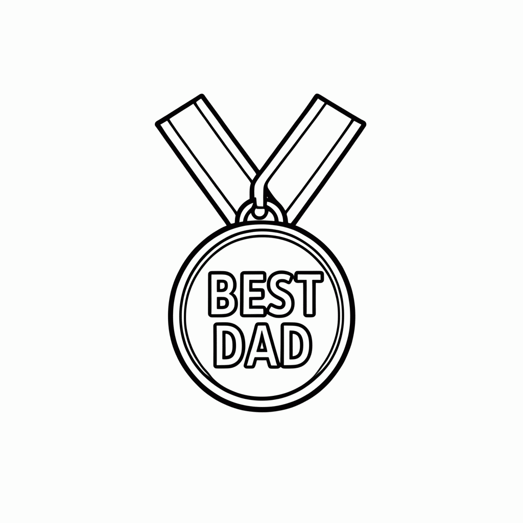 Desenho de Medalha Melhor Pai para colorir e imprimir grátis em folha A4