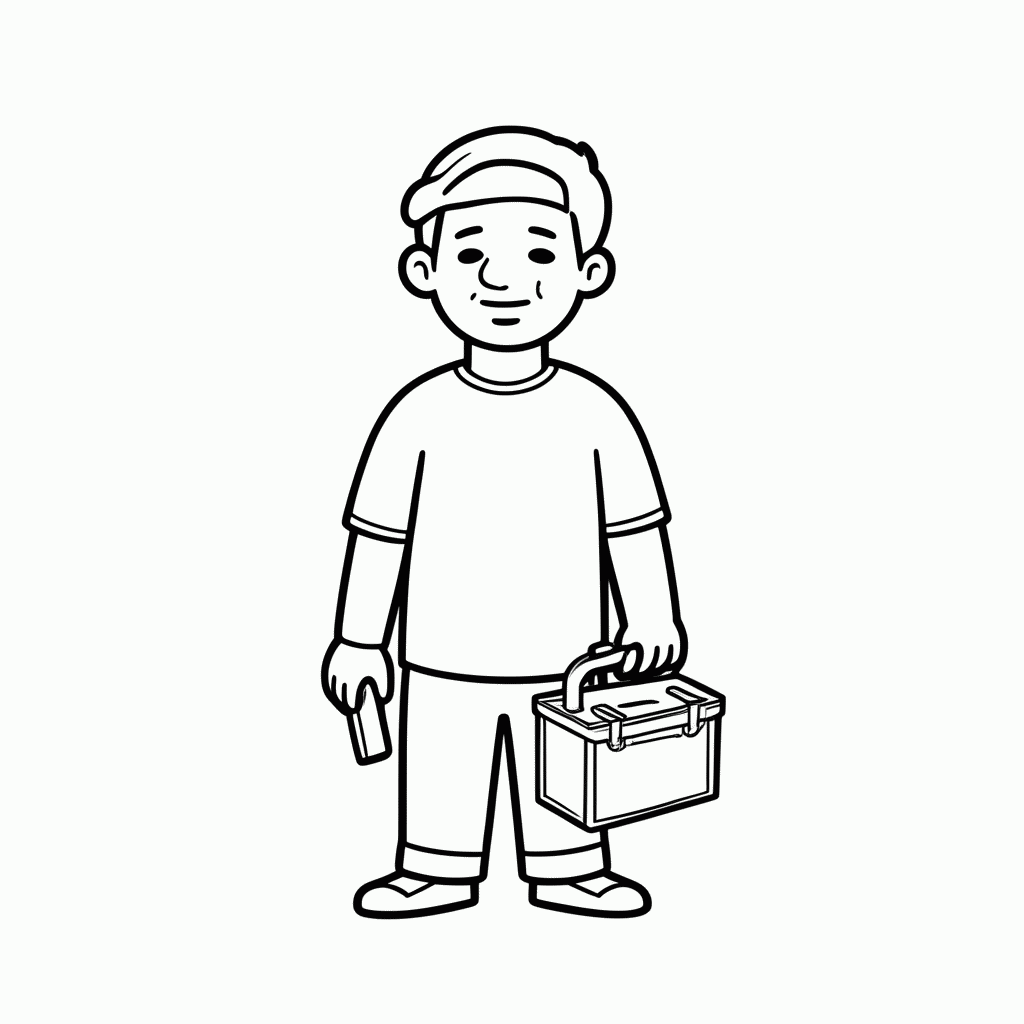 Desenho de Pai Com Ferramentas para colorir e imprimir grátis em folha A4