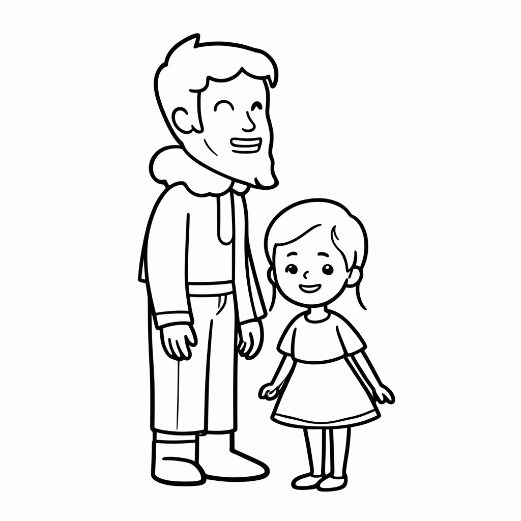 Desenho de Pai E Filha De Mao Dada para colorir e imprimir grátis em folha A4