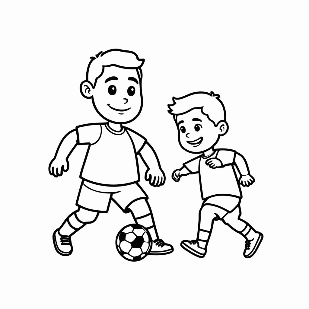 Desenho de Pai Jogando Bola para colorir e imprimir grátis em folha A4