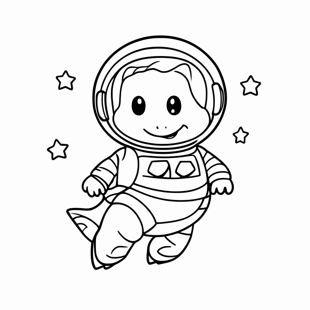 Desenho de Dino Astronauta para colorir e imprimir grátis em folha A4