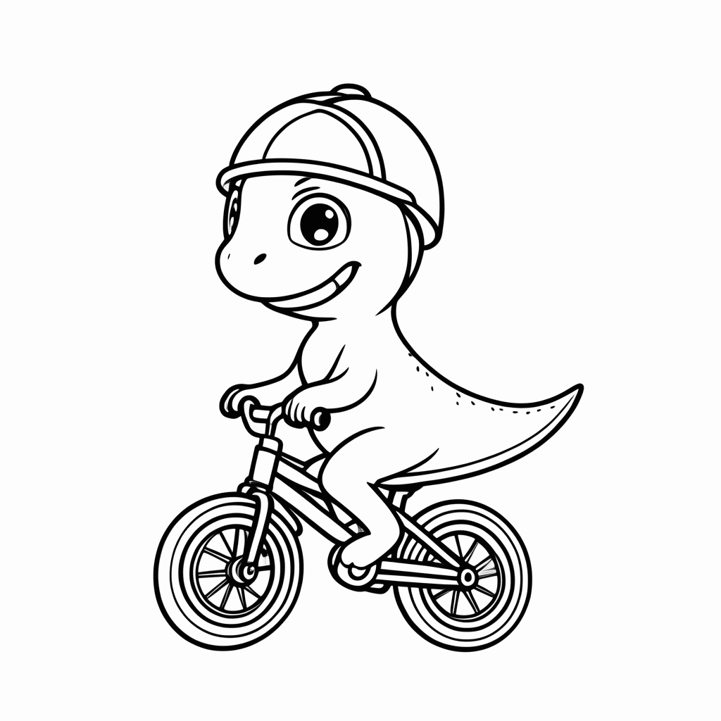 Desenho de Dino Ciclista para colorir e imprimir grátis em folha A4