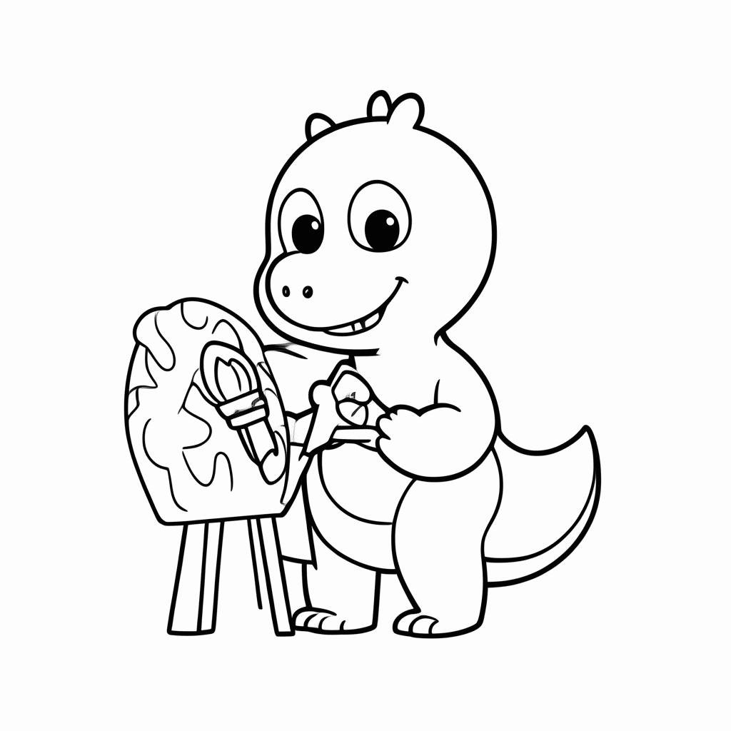 Desenho de Dino Pintor para colorir e imprimir grátis em folha A4