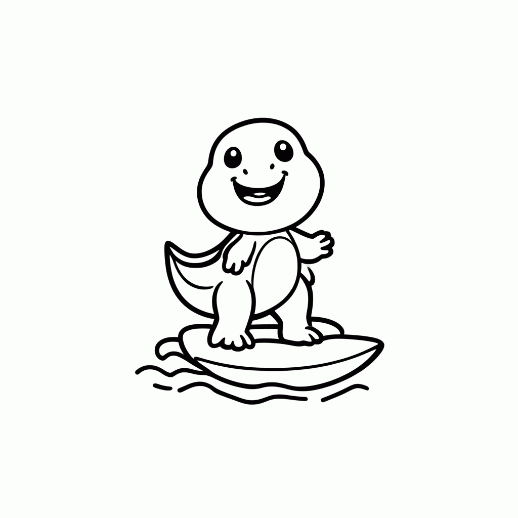 Desenho de Dino Surfista para colorir e imprimir grátis em folha A4