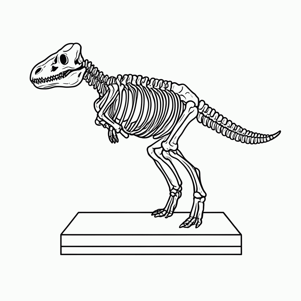 Desenho de Dinossauro Fossilizado para colorir e imprimir grátis em folha A4